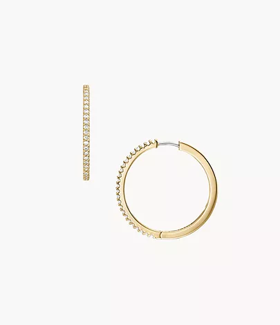 Fossil Creolen-Ohrringe Ellis Pavé Glitz Metall goldfarben