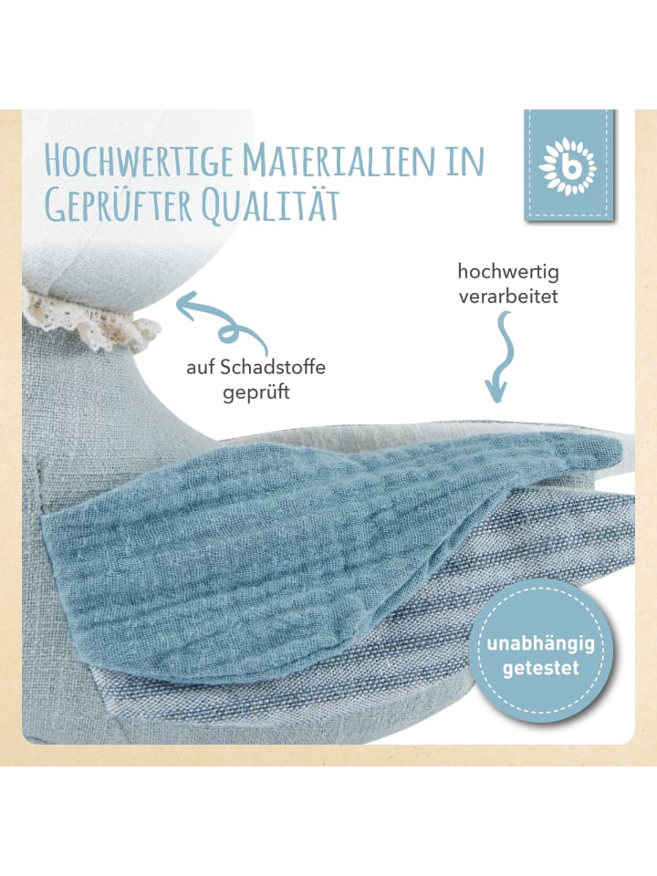 Bieco Spielwaren Kuscheltier aus Leinen & Musselin Ente - ab Geburt in Blau günstig kaufen onesize