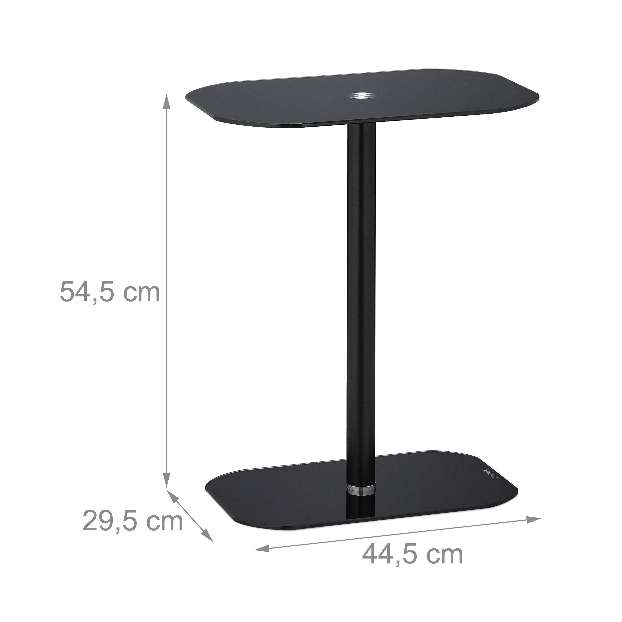 relaxdays Beistelltisch Schwarzer Beistelltisch Glas