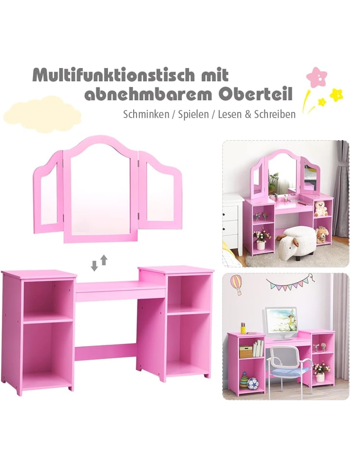 COSTWAY 2 in 1 Schminktisch in Rosa günstig kaufen 40 cm