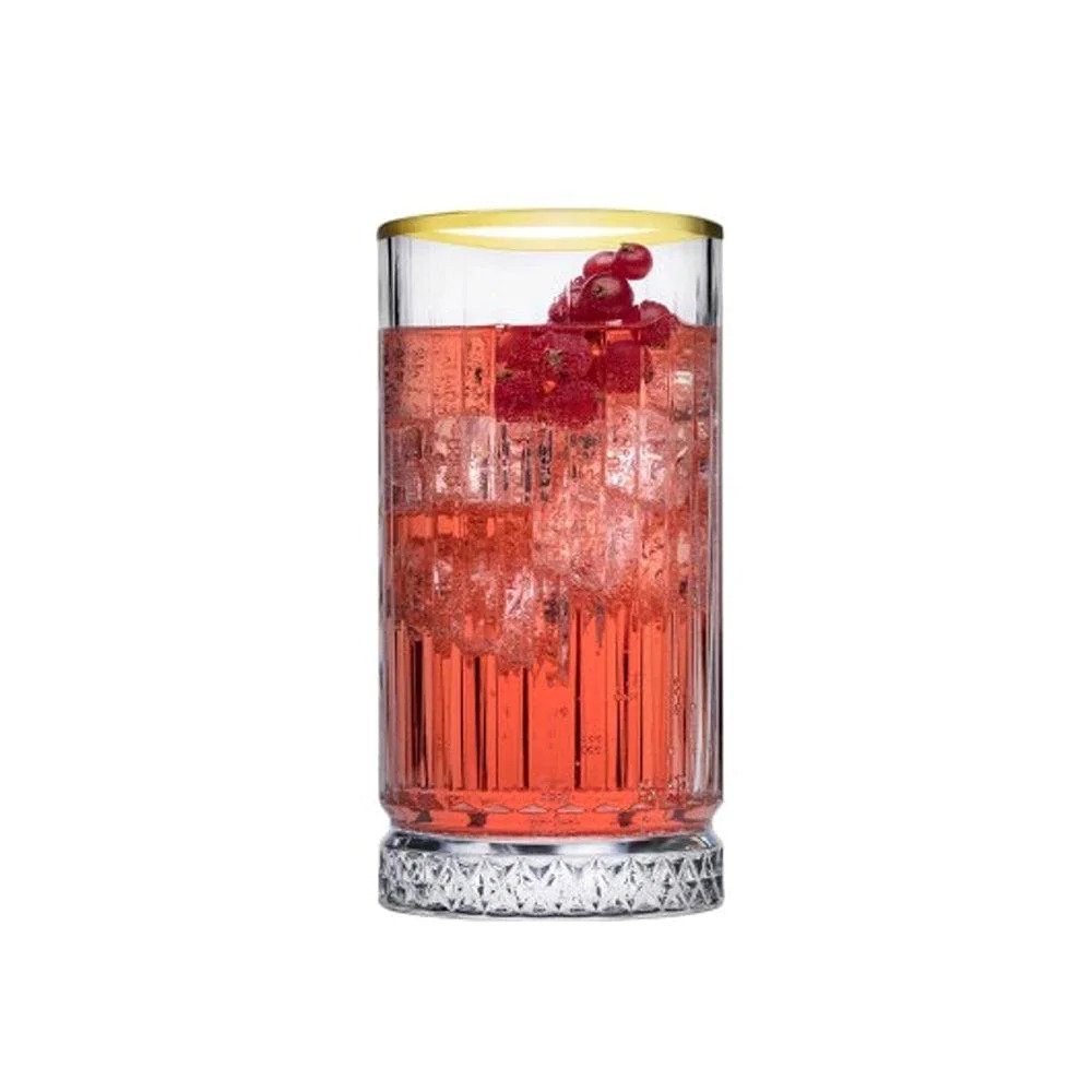 Pasabahce Gläser-Set Elysia Golden Touch, Glas, Long Drink Gläser 4-teiliges Set mit Goldrand 280ml