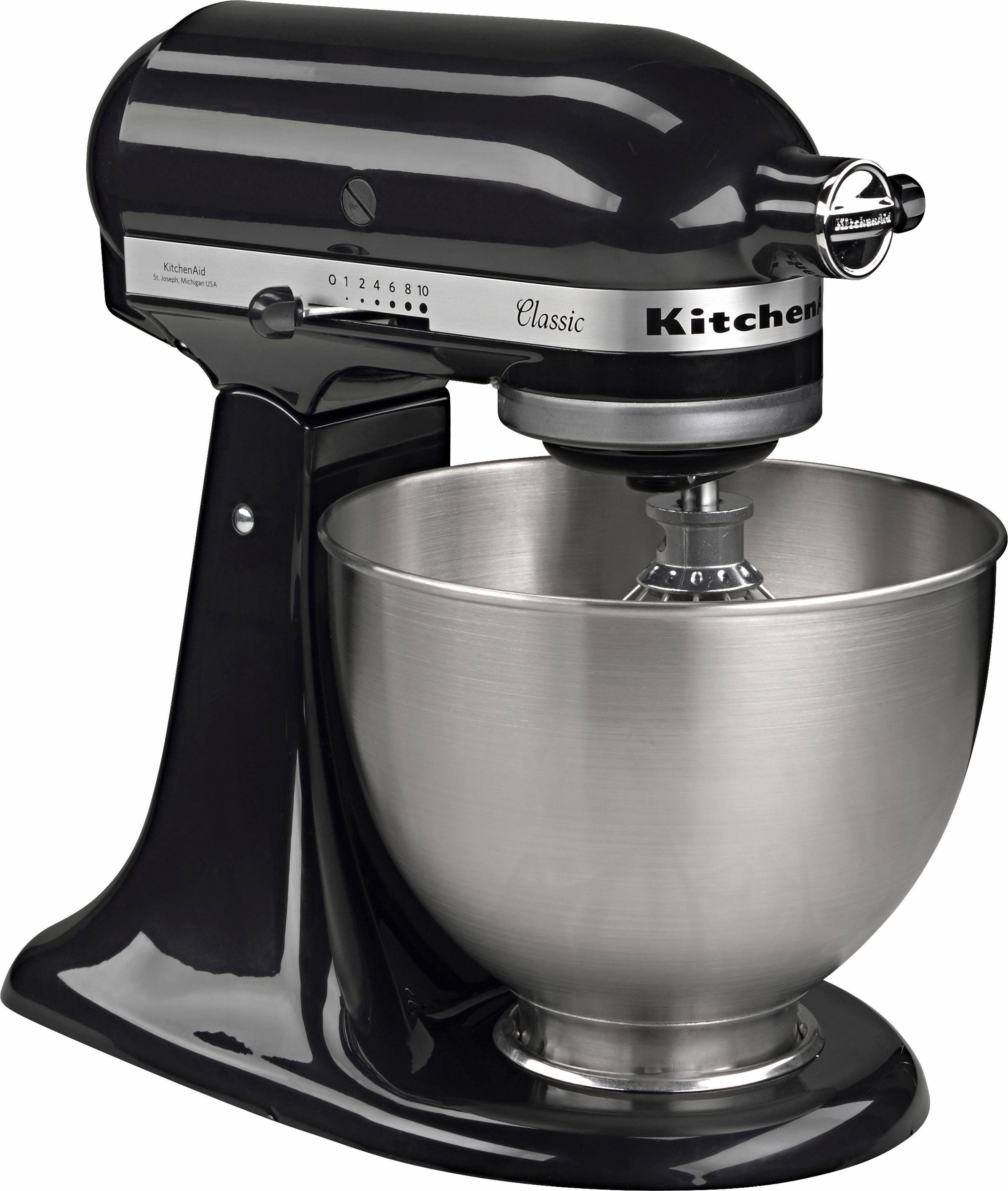 KitchenAid Küchenmaschine 5K45SSEOB ONYX BLACK, 275 W, 4,3 l Schüssel, Gratis Fleischwolf, Spritzgebäckvorsatz (Wert ca. 129,-UVP)