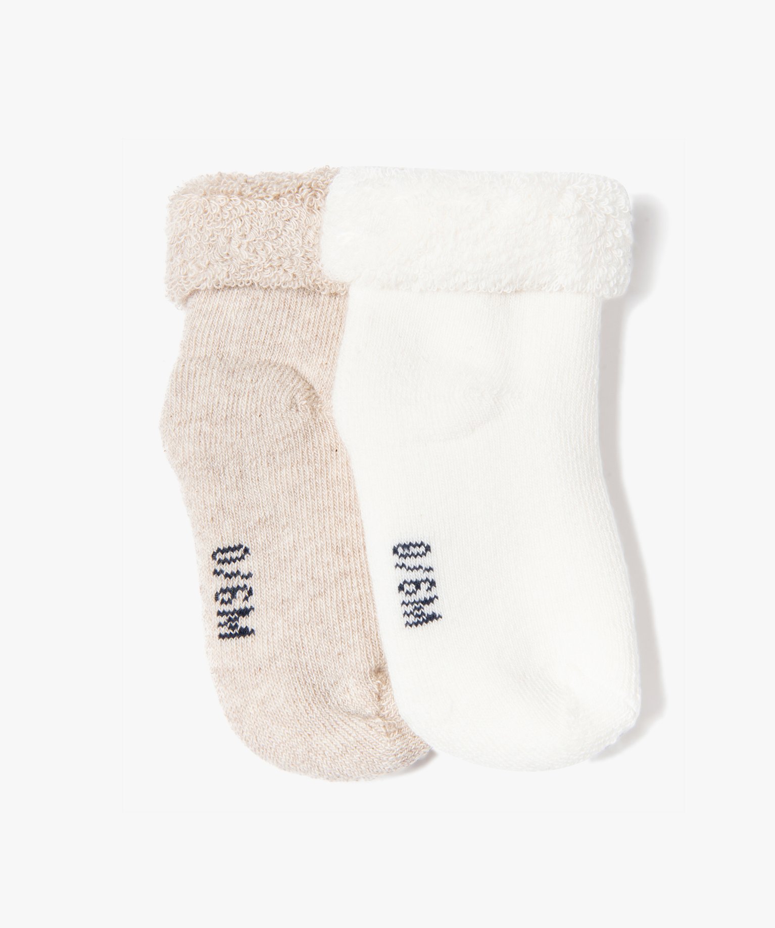 Chaussettes en maille bouclette douillette bébé (lot de 2) ecru | GEMO