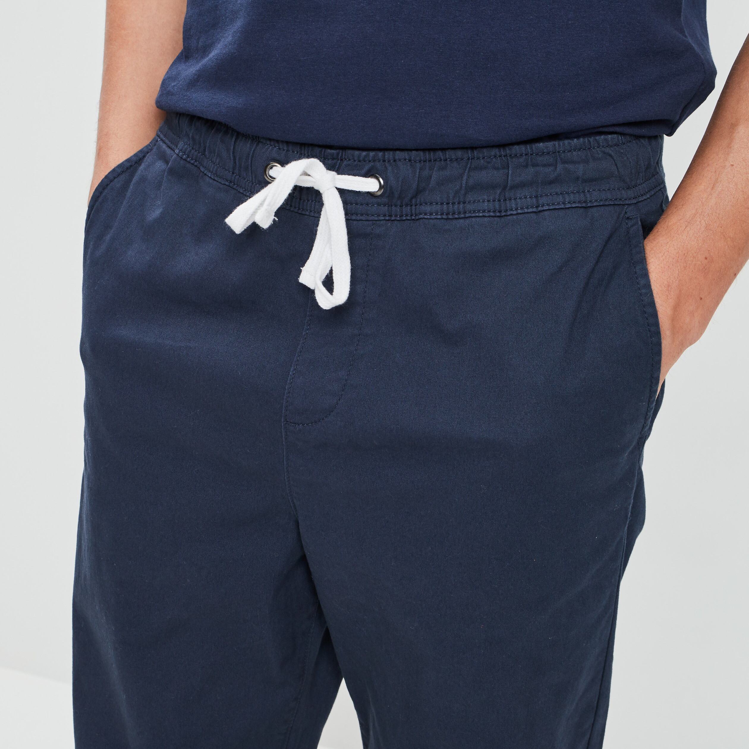 Pantalon droit à coulisse bleu marine homme | La Halle