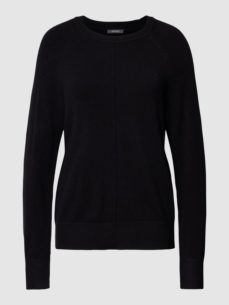 Strickpullover mit gerippten Abschlüssen in schwarz