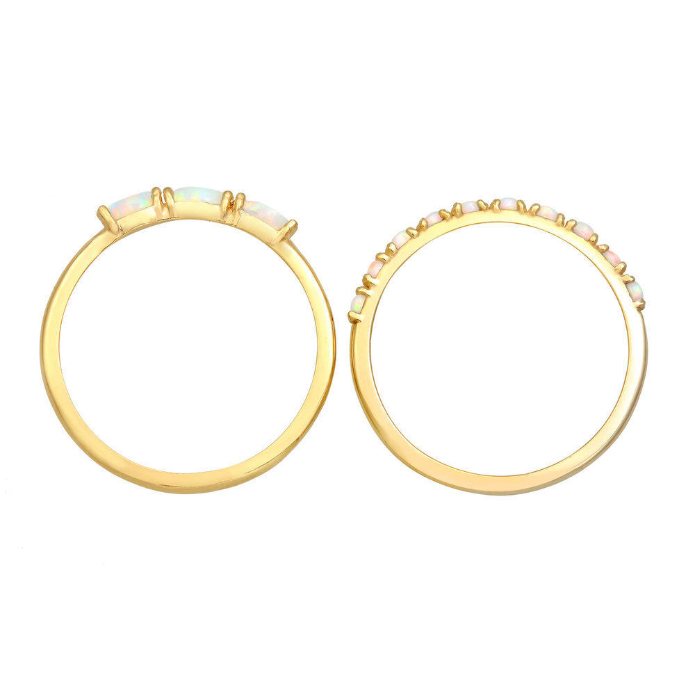 Elli Elli Bague pour femme au design vintage avec opale synthétique en 925/1000 argent Bague