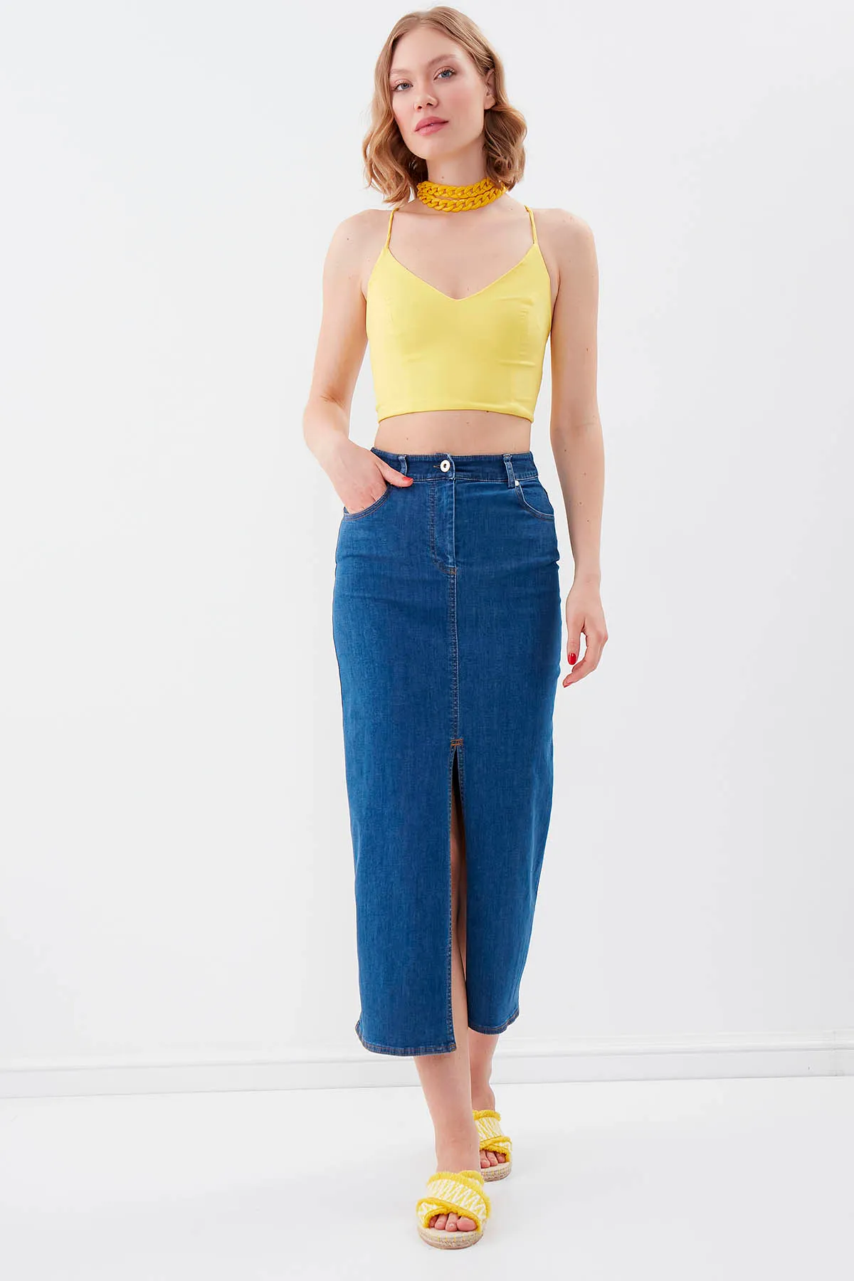 Vitrin  Midi-Jeansrock mit Schlitz vorne