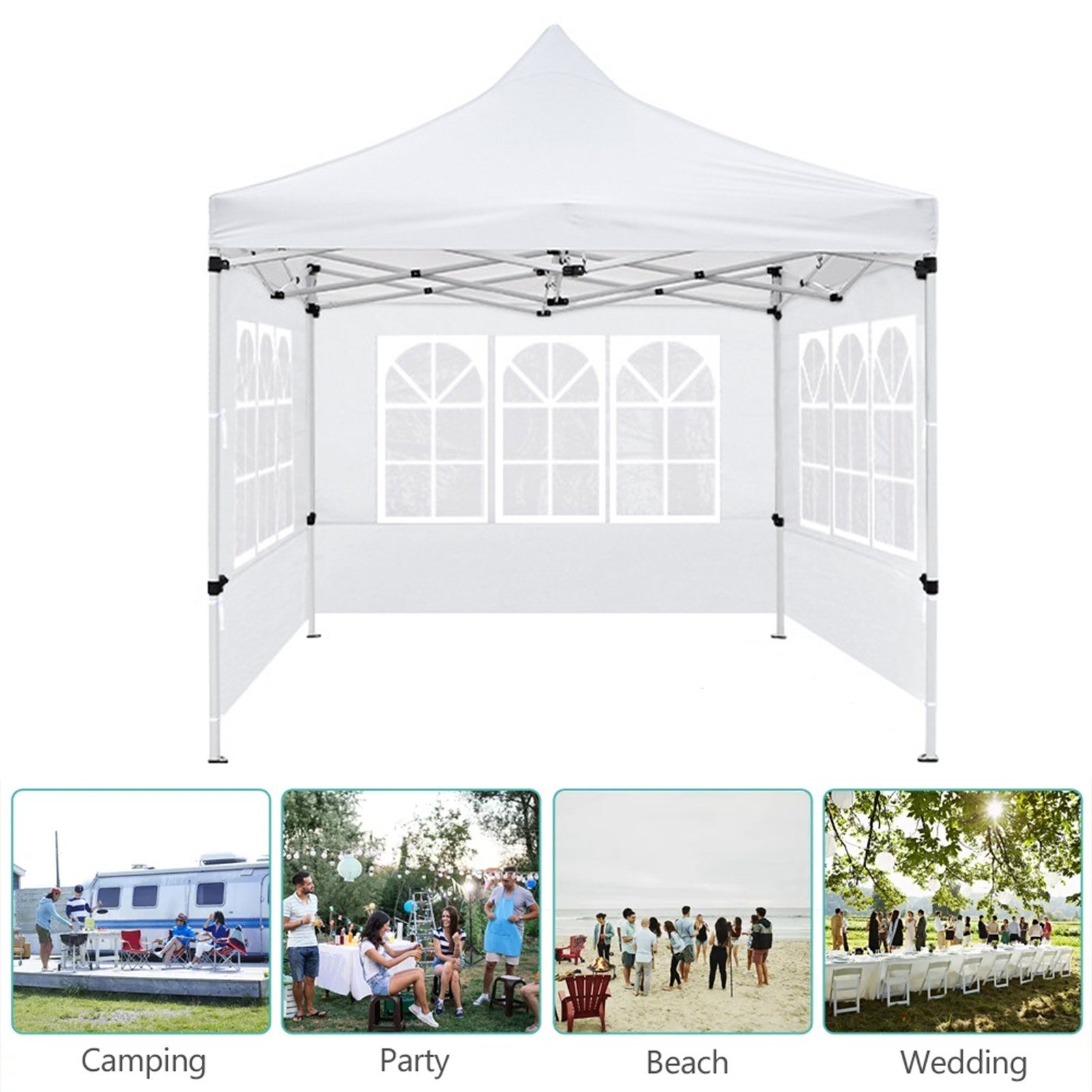 Rutaqian Tarp-Zelt Zelttuch Faltbar Wasserdicht Hat 3 Seiten und transparente Fenster, (Multifunktionaler Camping-Sonnenschutz aus Oxford-Stoff, Wind- und regensicheres Wickeltuch für Außenstallzelte), für Festival, Party, Marktstand, Flohmarkt und C