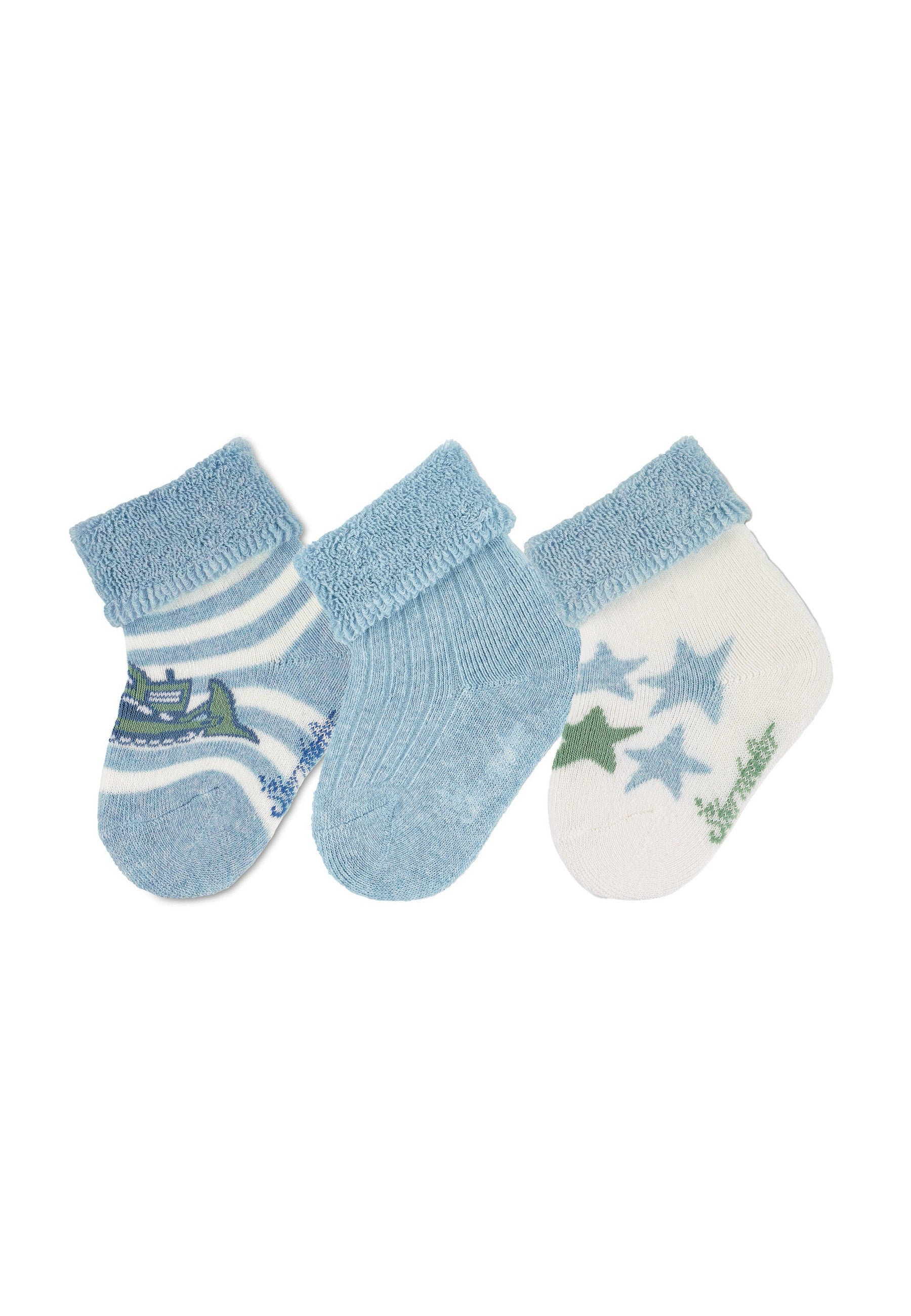 Babysöckchen 3er-Pack Bagger, uni und Sterne