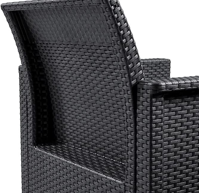Kesper Emma Balkonset Gartenset 5-teilig - graphit , 2 Sessel, Sitzauflagen & 1 Tisch mit Truhenfunktion