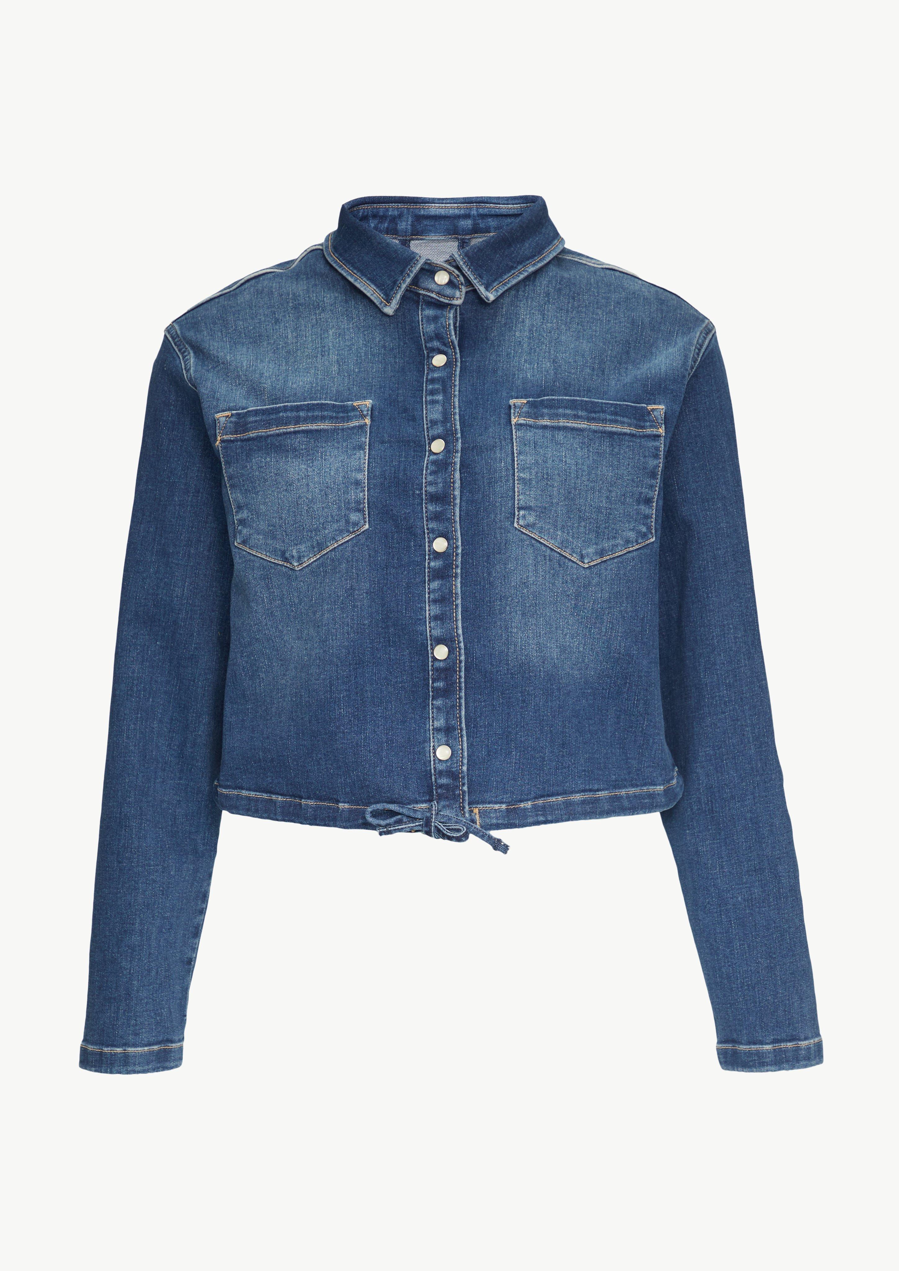 Softe Blousson-Jeansjacke mit Druckknöpfen - blau