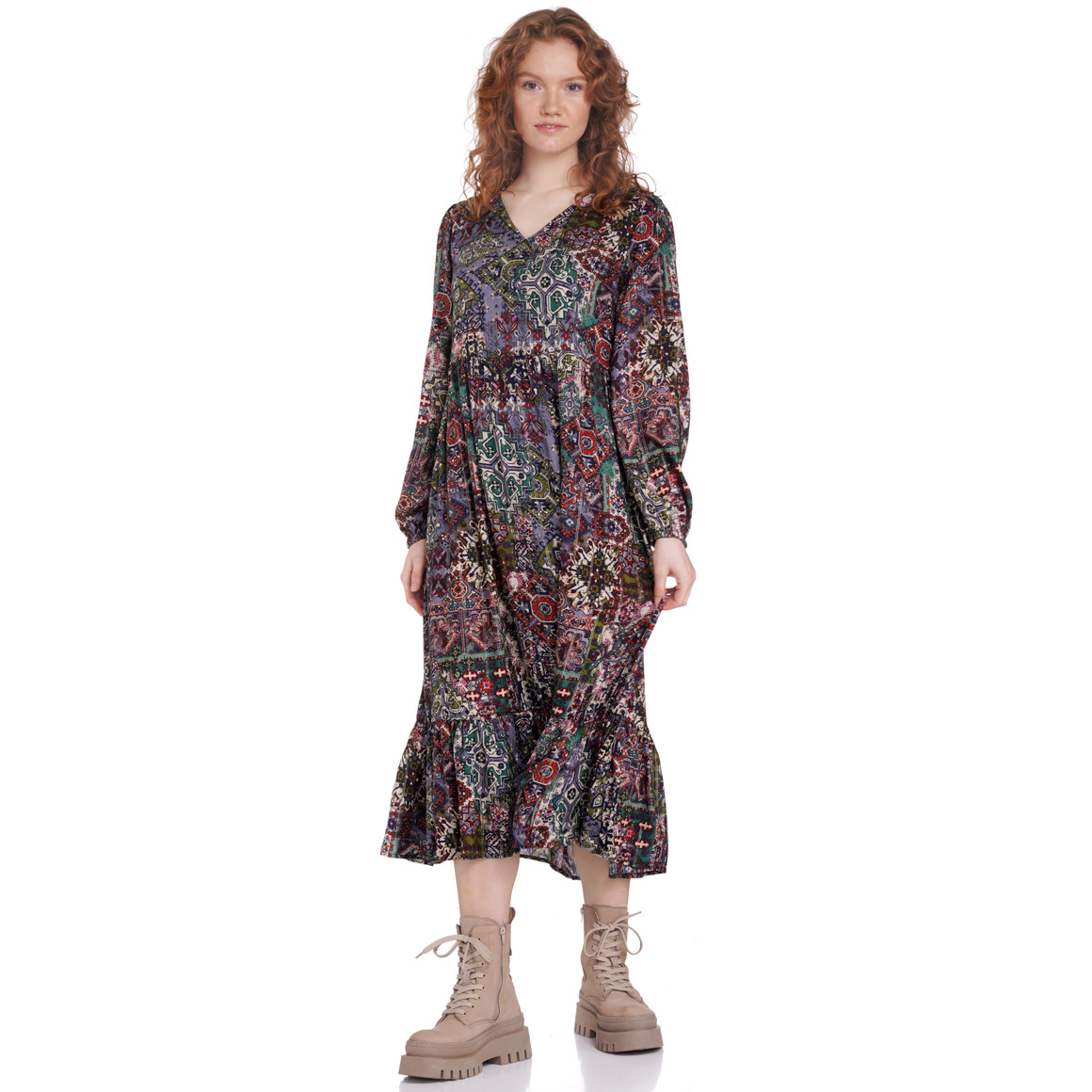 Damen Midi-Kleid mit Effektgarn