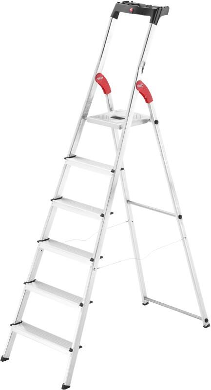 Hailo Stufenleiter L60 Standardline Silber 6 Stufen 50 x 116 x 190 cm