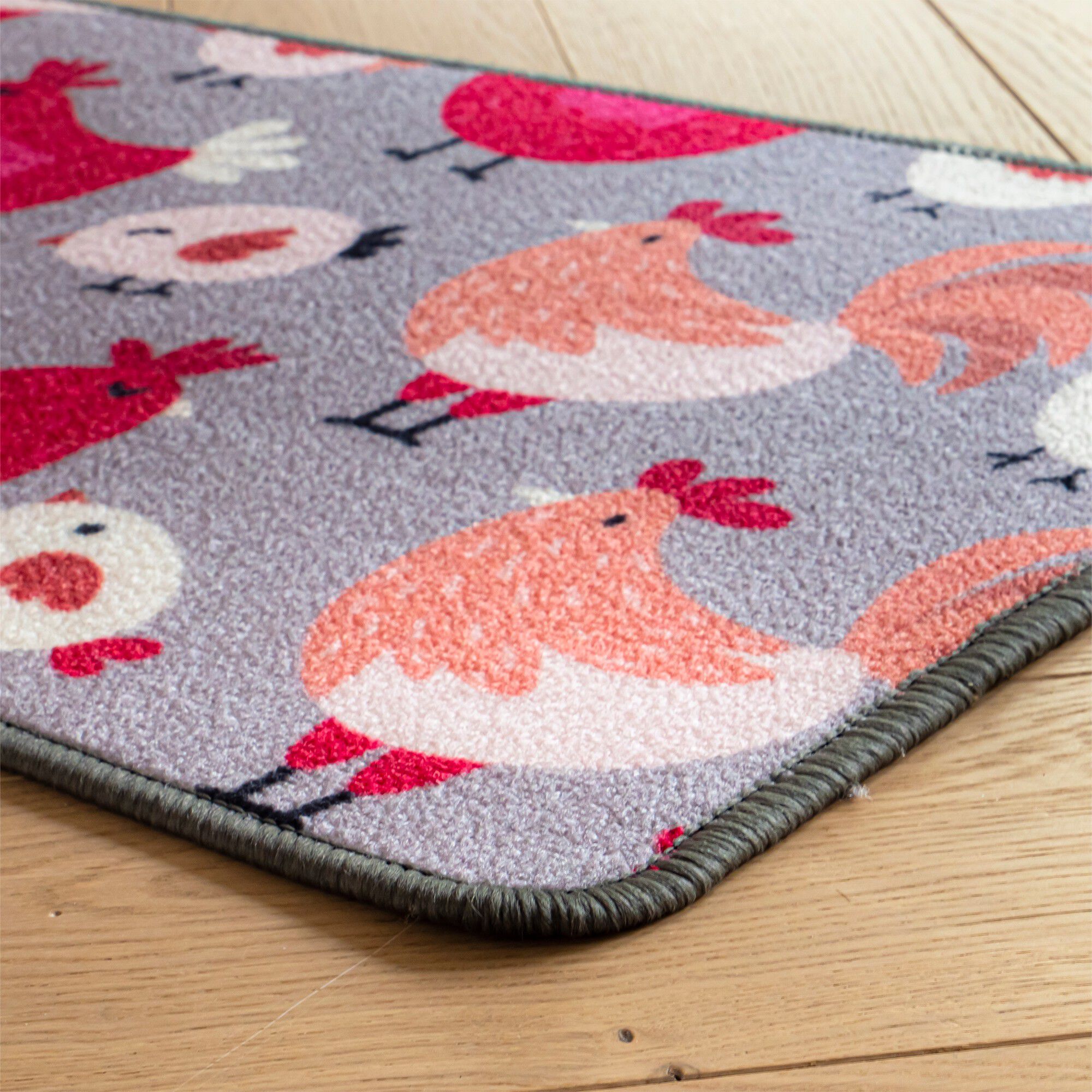 Tapis cuisine motif poules