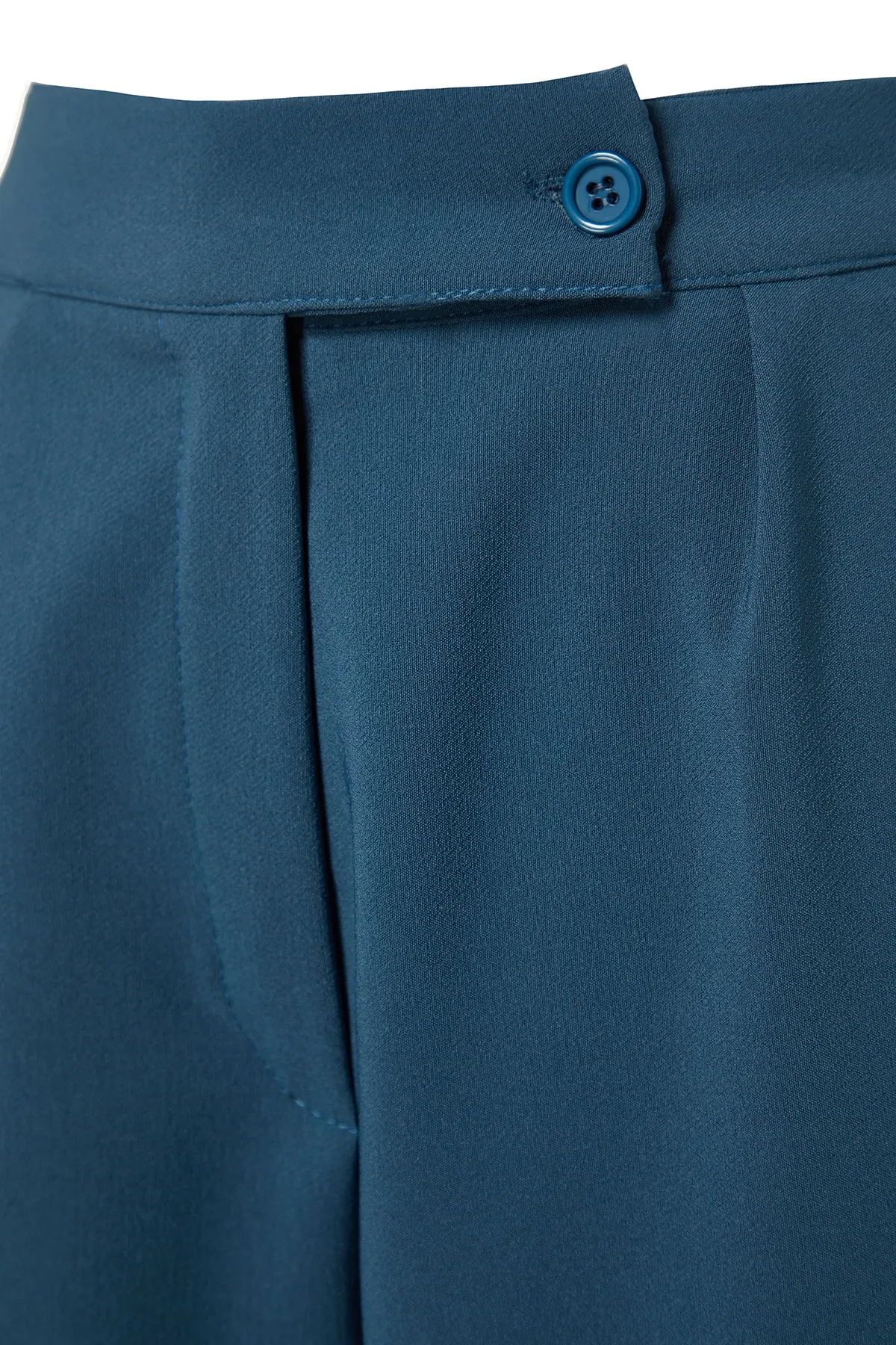 Trendyol Collection  Petrolfarbene Hose mit weitem Bein/Webhose mit weitem Bein und hoher Taille TWOAW22PL0066