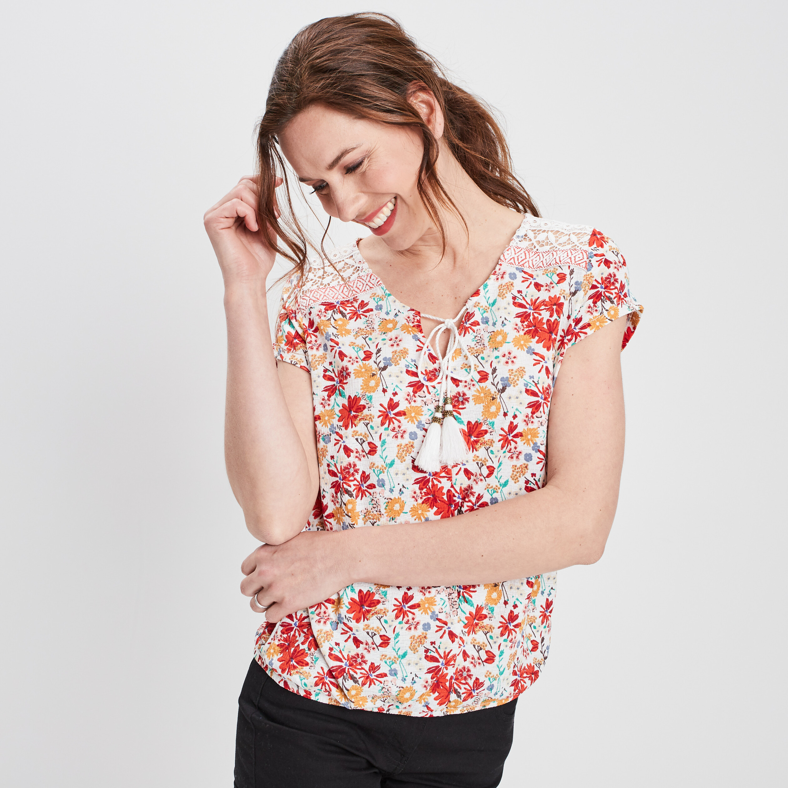 T-shirt manches courtes ecru femme | La Halle