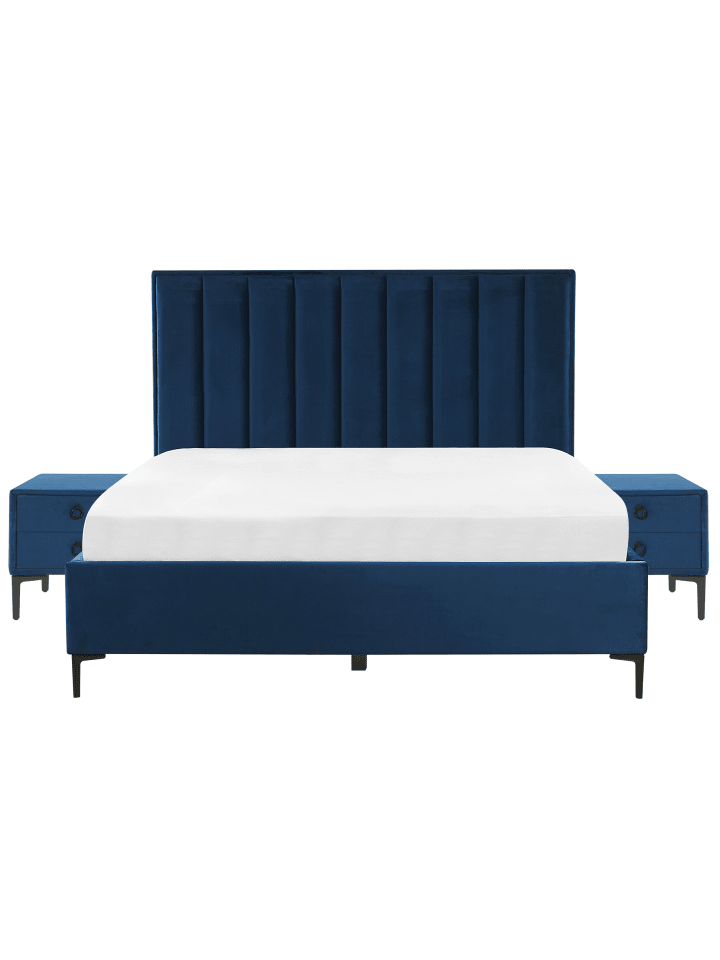 Beliani Schlafzimmer Set SEZANNE in Blau/Schwarz - (W) 190 x (H) 142  x (L) 215  cm günstig kaufen onesize