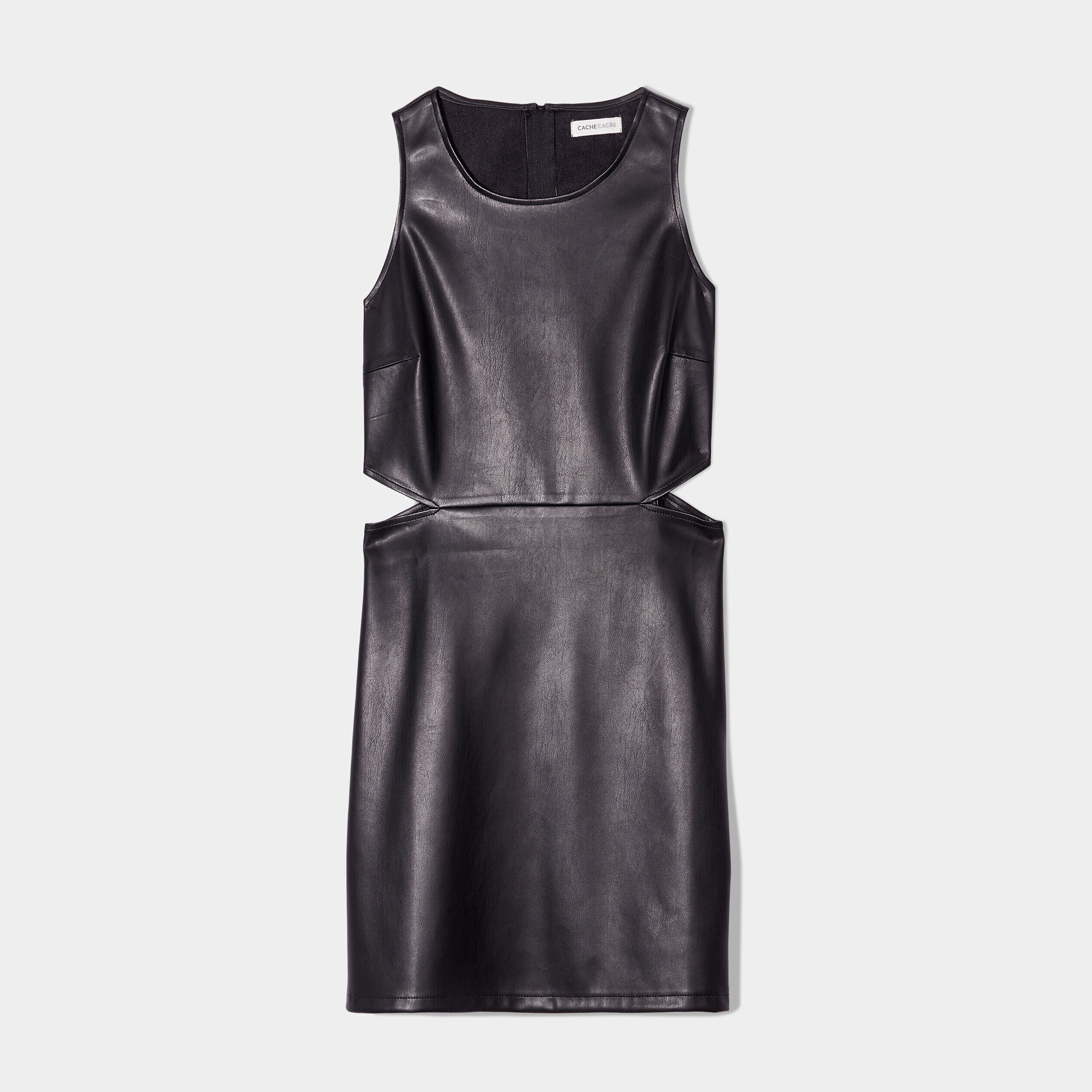 Robe droite simili cuir noir femme | Cache Cache