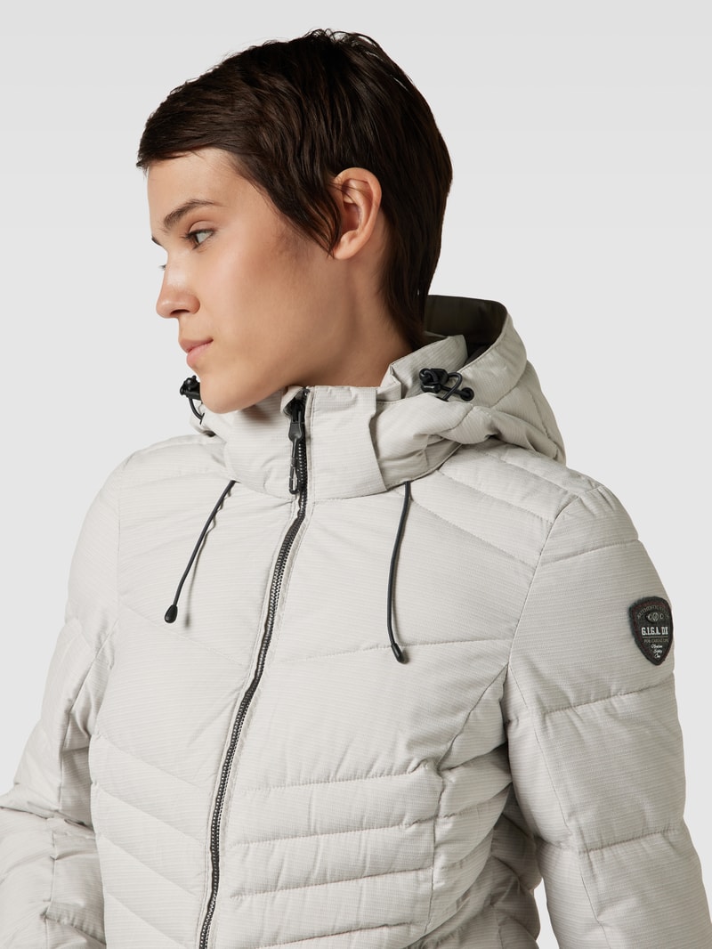 Steppjacke mit Kapuze in silber