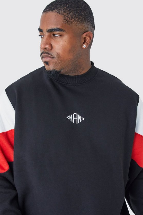 Plus Man Colorblock Sweatshirt-Trainingsanzug