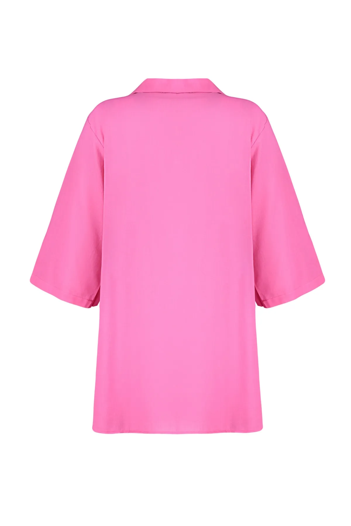 Trendyol Collection  Fuchsia Mini-Strandkleid aus 100 % Baumwolle mit gewebten Quasten TBESS23EL00039