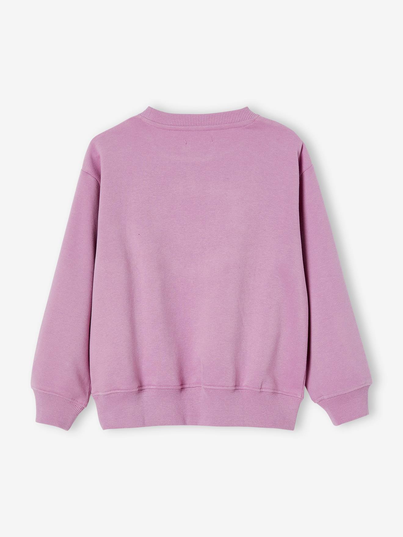 Vertbaudet Mädchen Sweatshirt, Frottee-Schriftzug - dunkelrosa