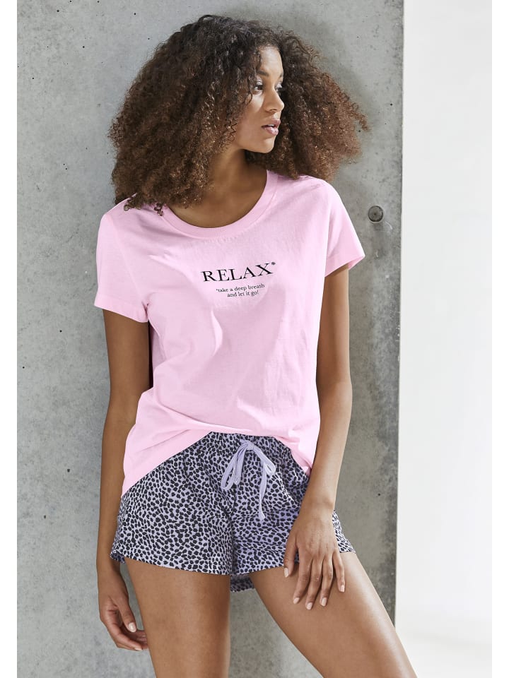 VIVANCE DREAMS Schlafshorts in helllila-schwarz günstig kaufen