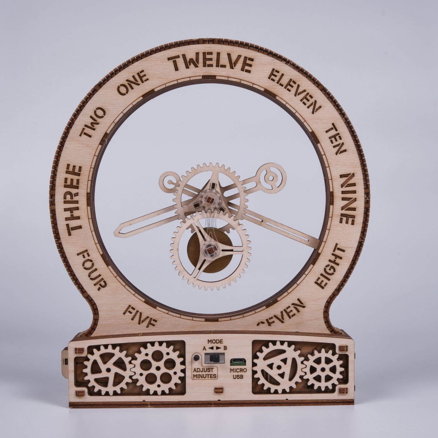 WoodTrick Puzzle WoodTrick Kinetic Clock Kinetische Uhr Mechanisches Holzpuzzle, 143 Puzzleteile