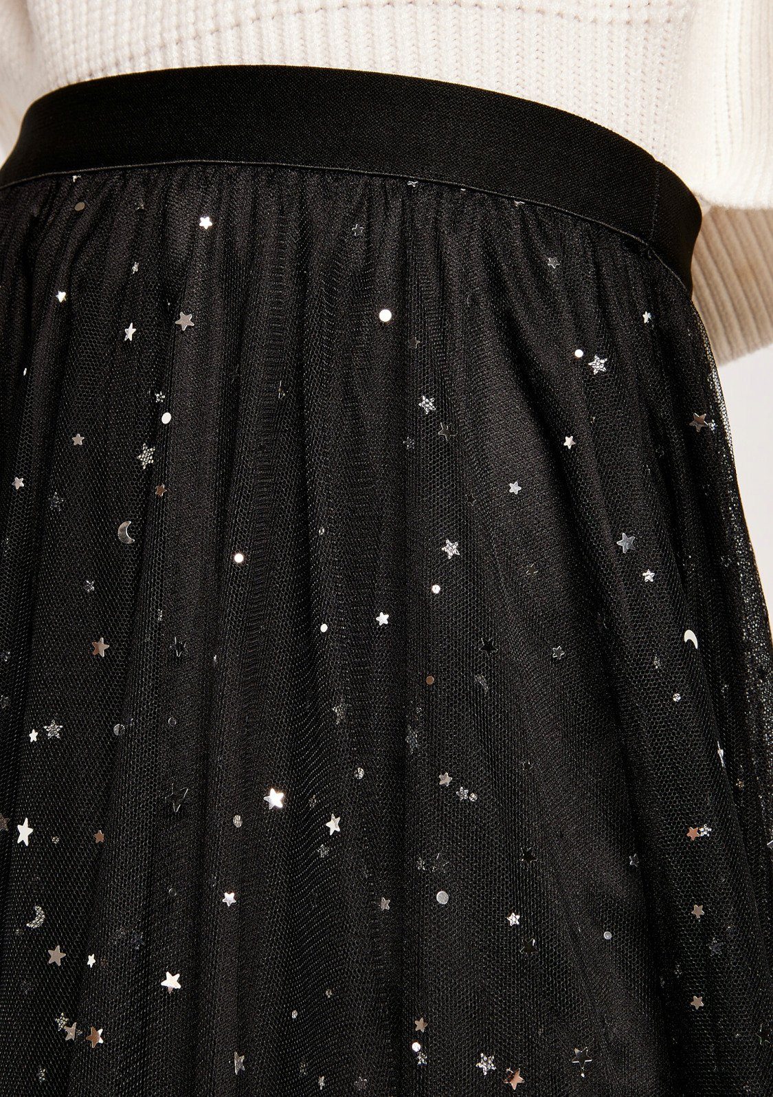 Apricot Tüllrock Metallic Stars Tulle Hanky Skirt (1-tlg) mit asymmetrischem Saum
