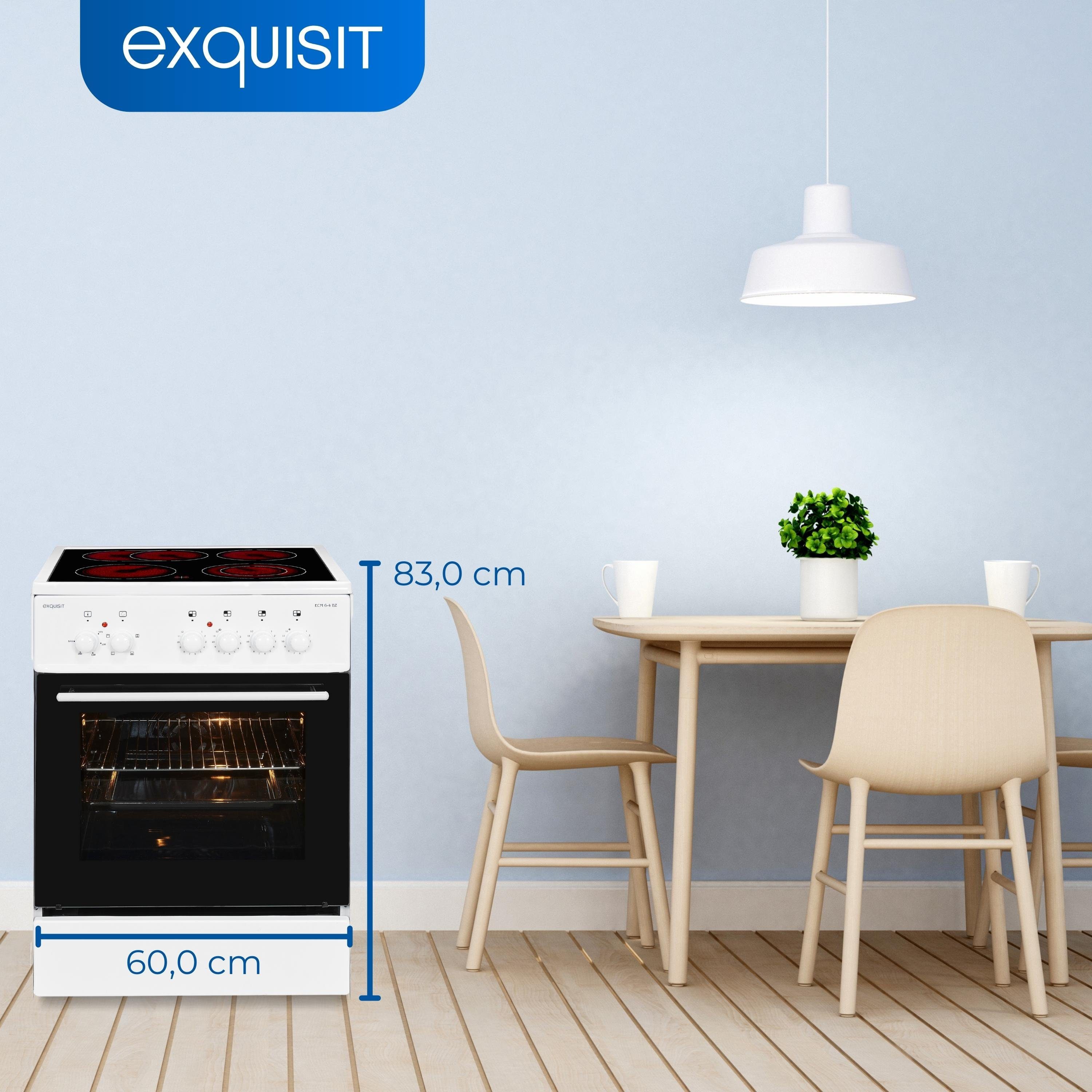 exquisit Elektro-Standherd ECM 6-4 BZ, Umluft, inkl. ausziehbarer Geschirrwagen