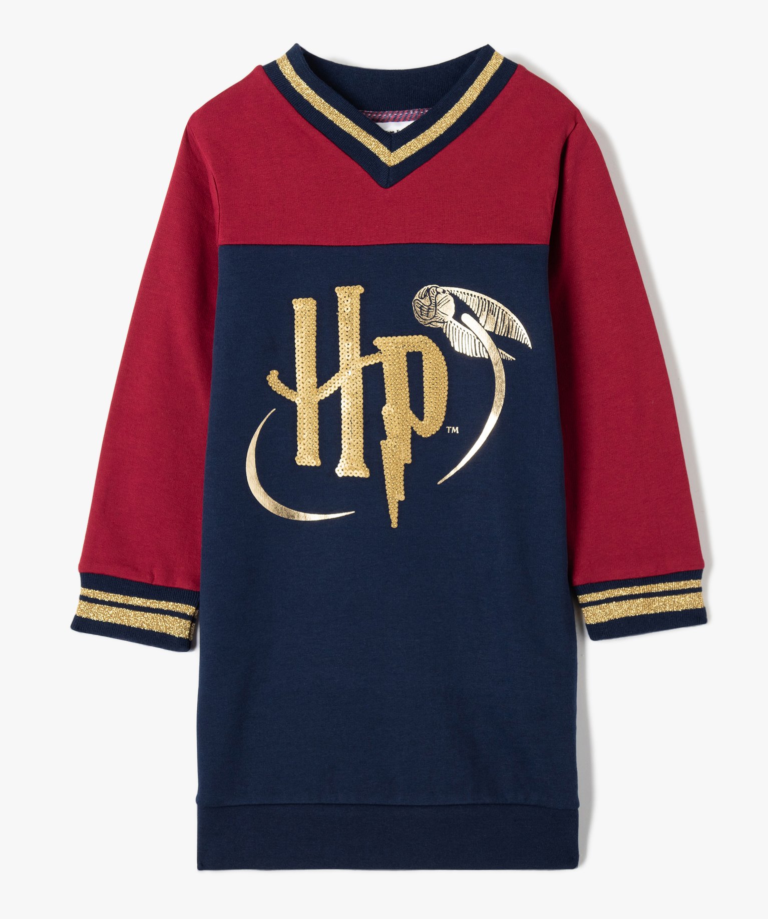 Robe fille en matière sweat à détails pailletés - Harry ... rouge fonce | GEMO
