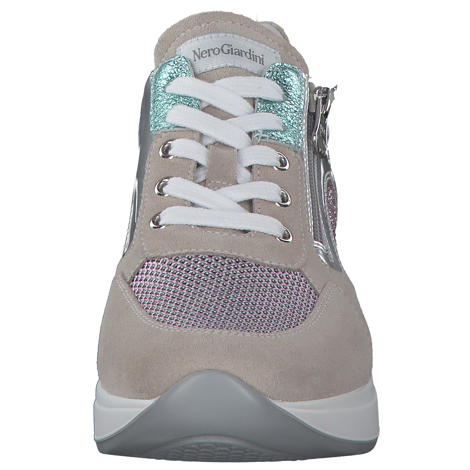 NeroGiardini E010500D, Sneakers Low, Damen, Grau (Grau/Rosa/Türkis)