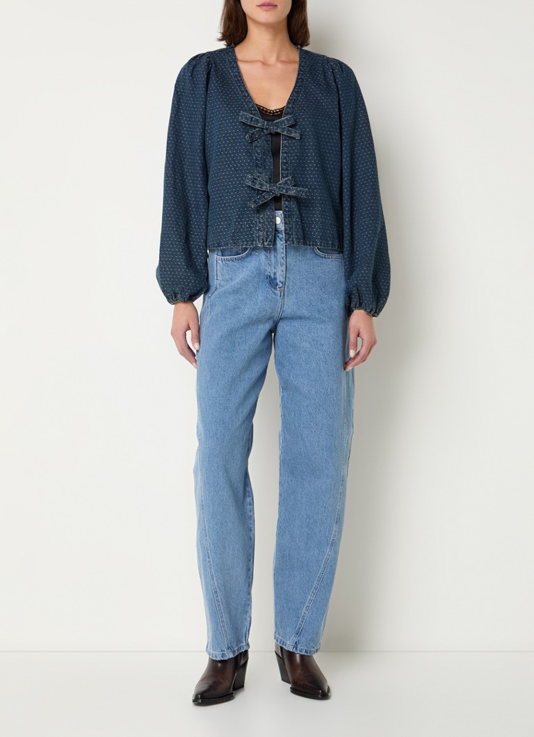 Bluză Silvi Neo Noir din denim cu fundă