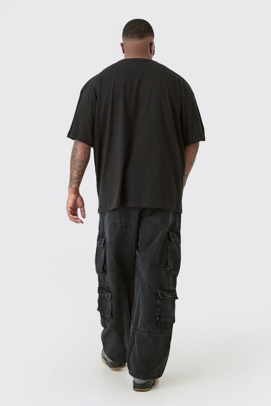 Plus Relaxed Fit Acid Wash Cargo Jean