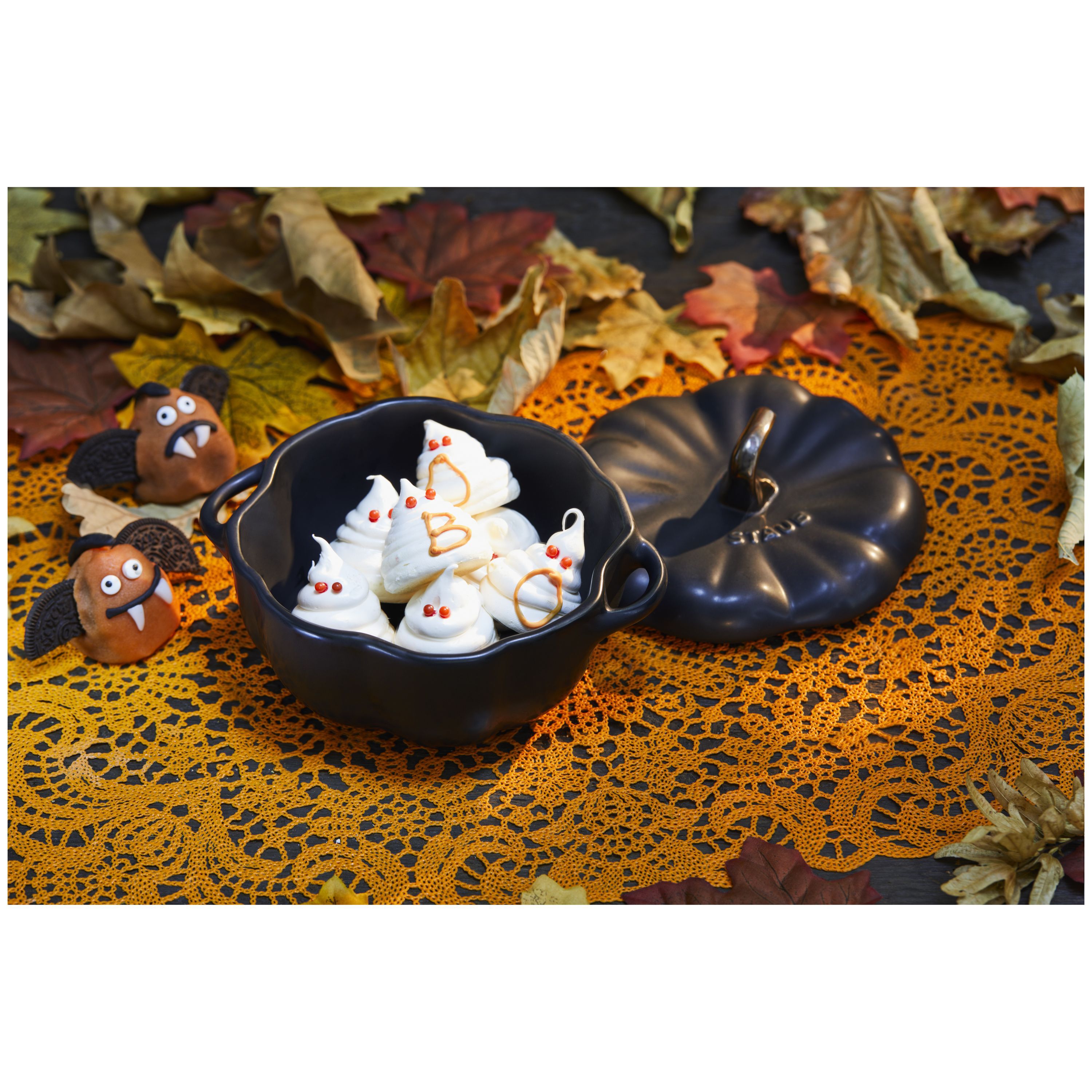 Cocotte 12 cm, Kürbis, Schwarz, Keramik