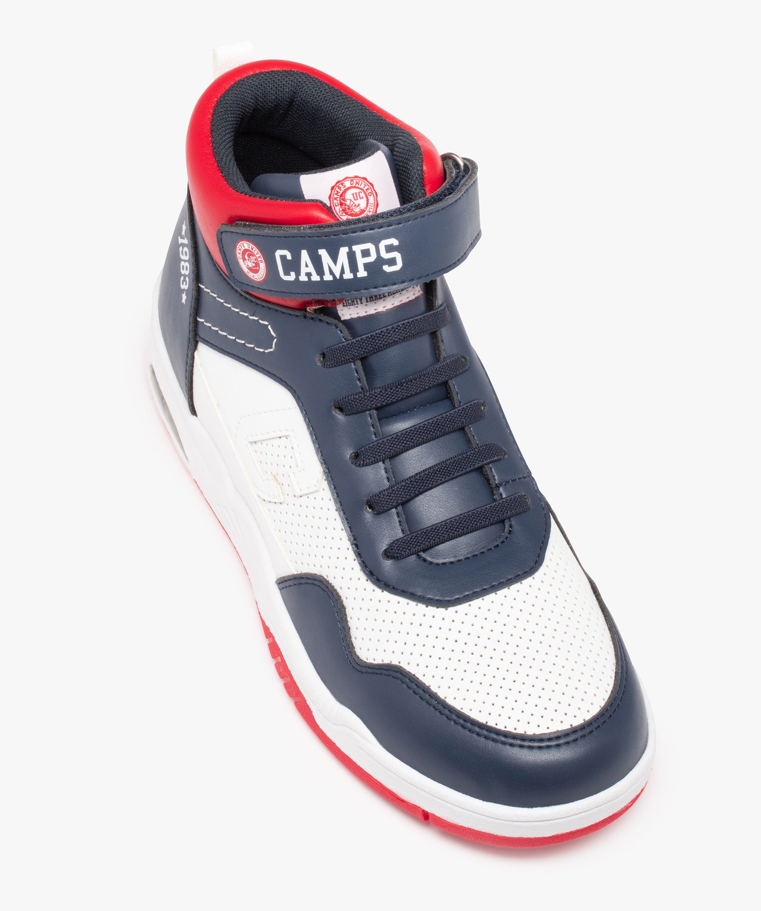Baskets Garçon mid-cut tricolores à lacets et scratch - Camps marine | GEMO