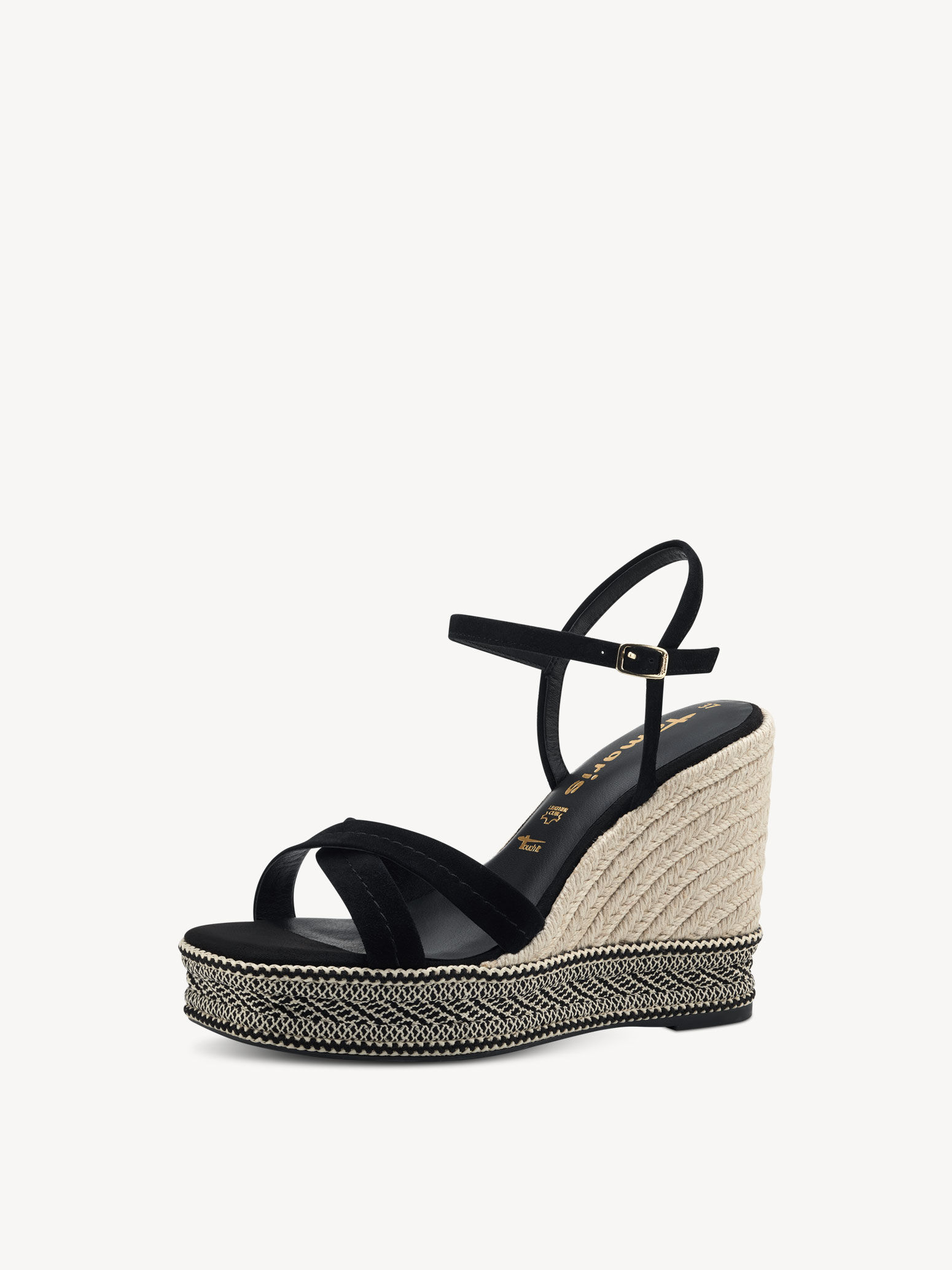 Sandale à talon en cuir - noir