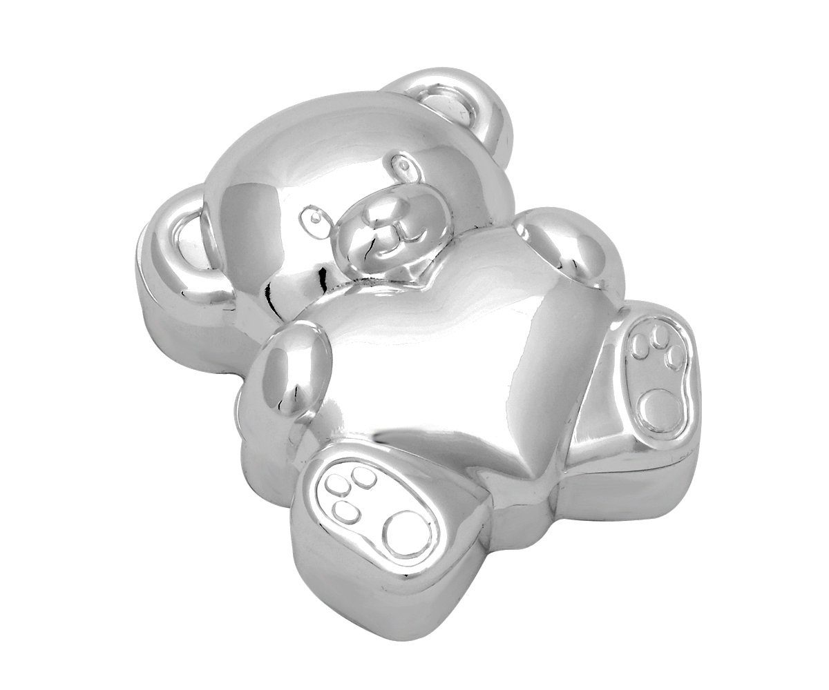 Brillibrum Zahndose Zahndose Silber für Milchzähne Teddy Zahnbox Kinder versilbert anlaufgeschützt Zahnaufbewahrungsdose Kinder für den ersten Zahn
