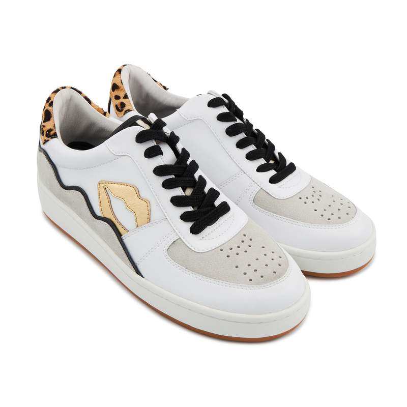 Baskets en cuir Loulou blanc gold leopard