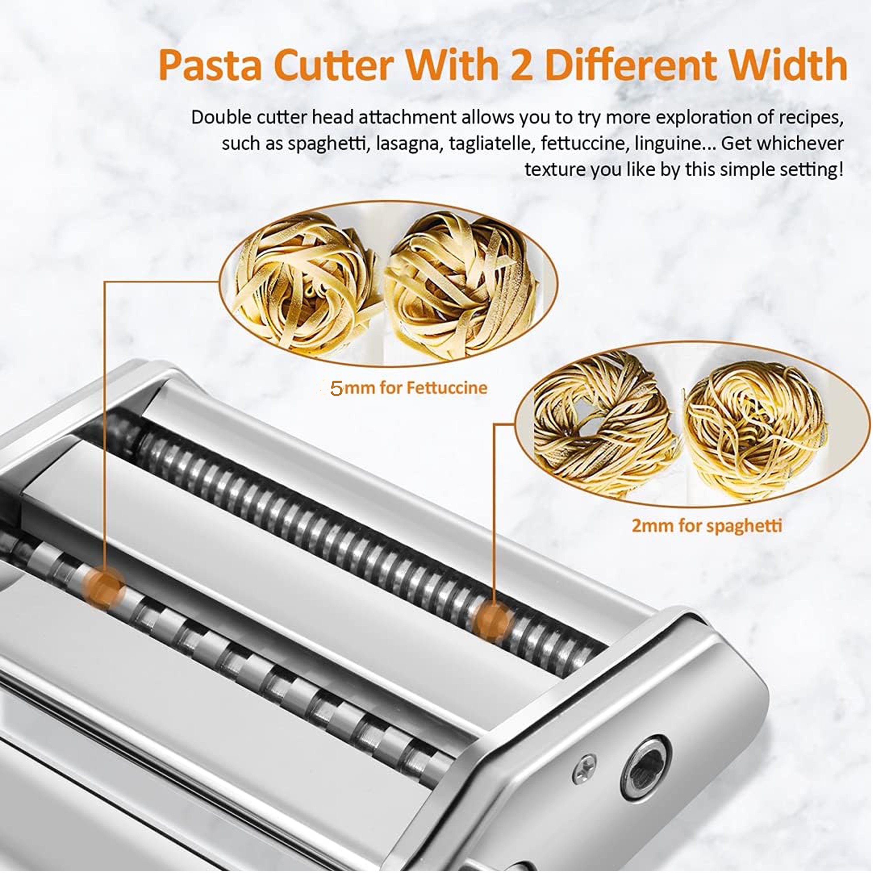 Mutoy Nudelmaschine Nudelmaschine,Pasta Maker-Schneidemaschine,6 verstellbare Dicke, Für perfekte Spaghetti oder Fettuccini, aus Legierter Stahl, Manuell