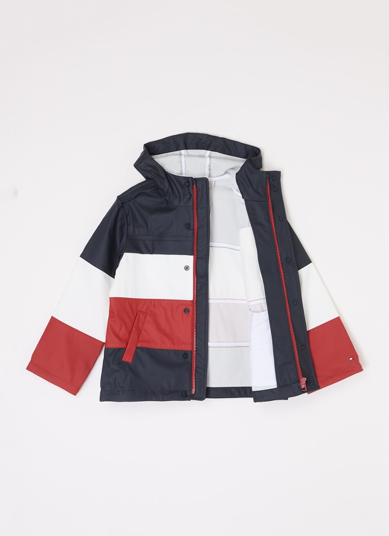 Jachetă tip vânt cu glugă și logo Tommy Hilfiger