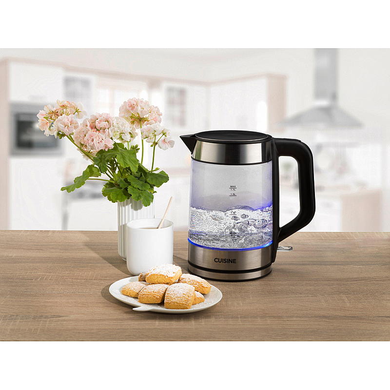 Cuisine Vannkoker 1,7 l, glass/stål, Cuisine
