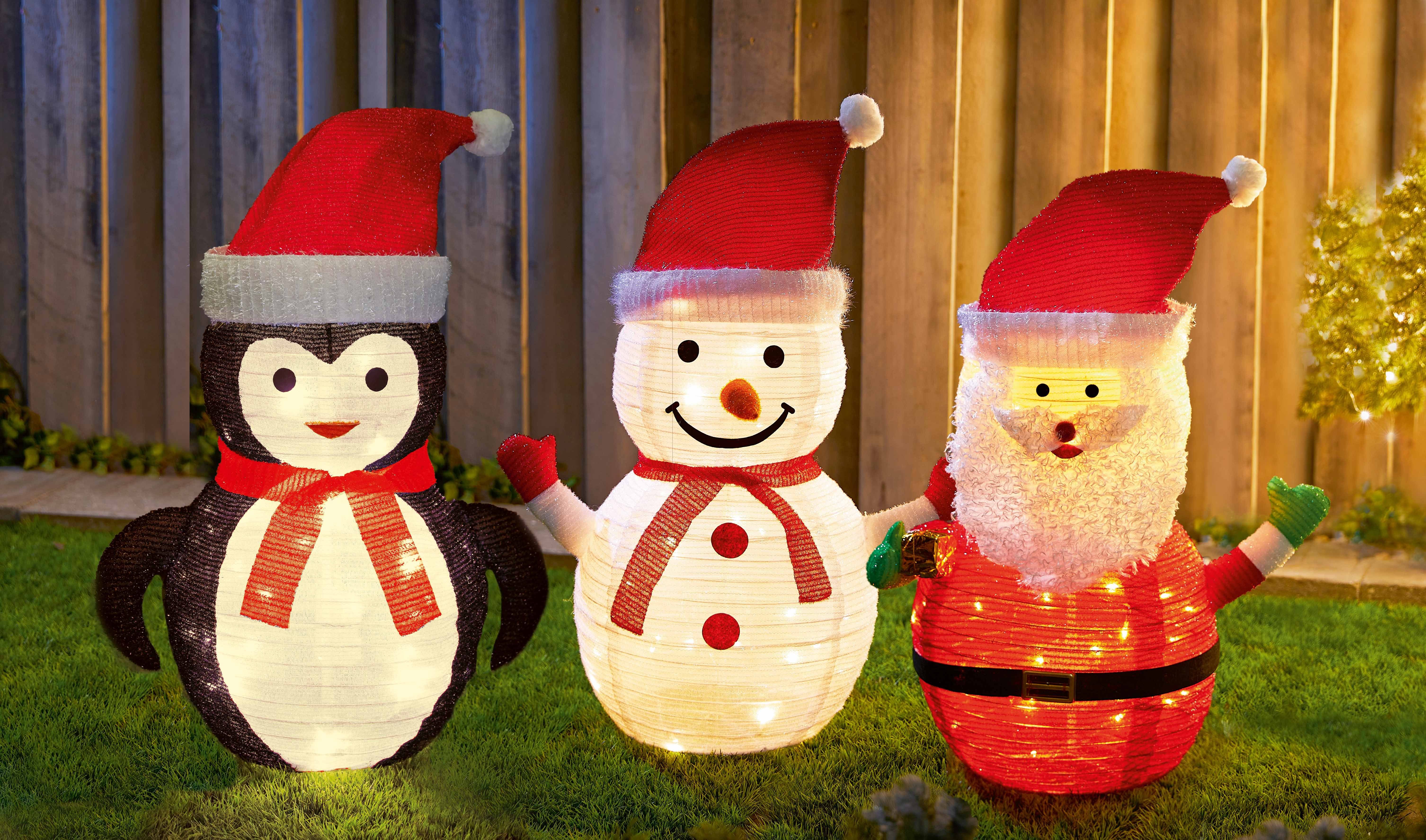 Northpoint Weihnachtsfigur LED Weihnachtsdeko 70cm hoch mit 45 integrierten warmweiße LEDs, zusammenfaltbar für Innen und Außen Gartendekoration Winterdekoration