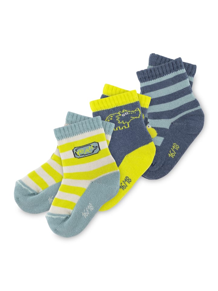 Sigikid Socken-Set 3er Sporty Dino in Blau/Gelb günstig kaufen