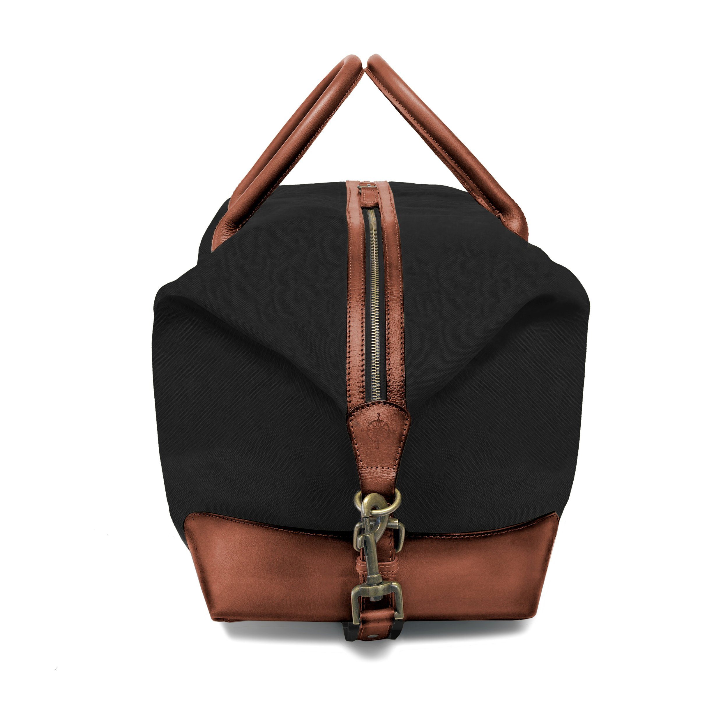 DRAKENSBERG Reisetasche Weekender David (L) Schwarz/Braun, Herren, Damen, im Vintage-Design, Canvas und Büffelleder, handgemacht