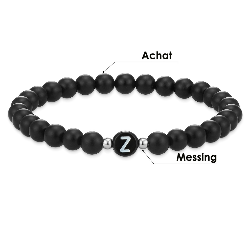 EASTSIDE Bracelet en pierres précieuses Lettres Agate en Noir Bracelet