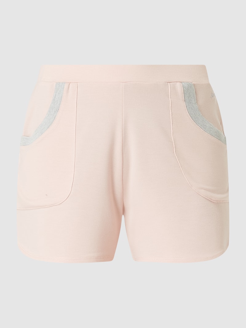 Pyjama-Hose mit Logo-Stickerei in hellrosa