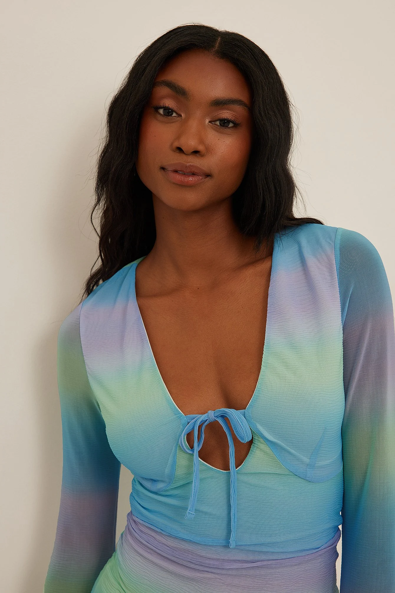 Long Sleeve Mesh Mini Dress