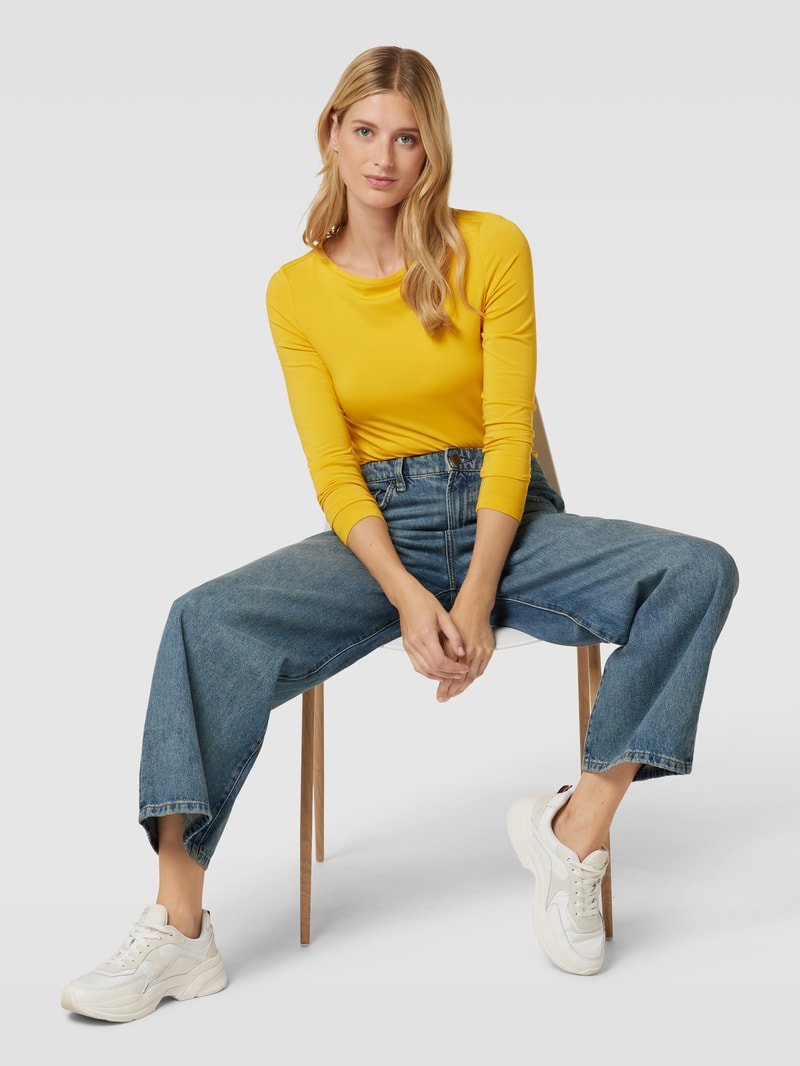 Longsleeve mit U-Boot-Ausschnitt in senfgelb