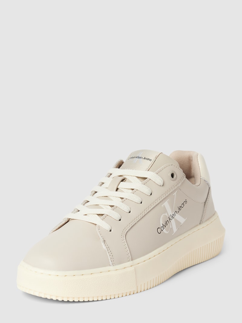 Sneaker mit Label-Print in beige